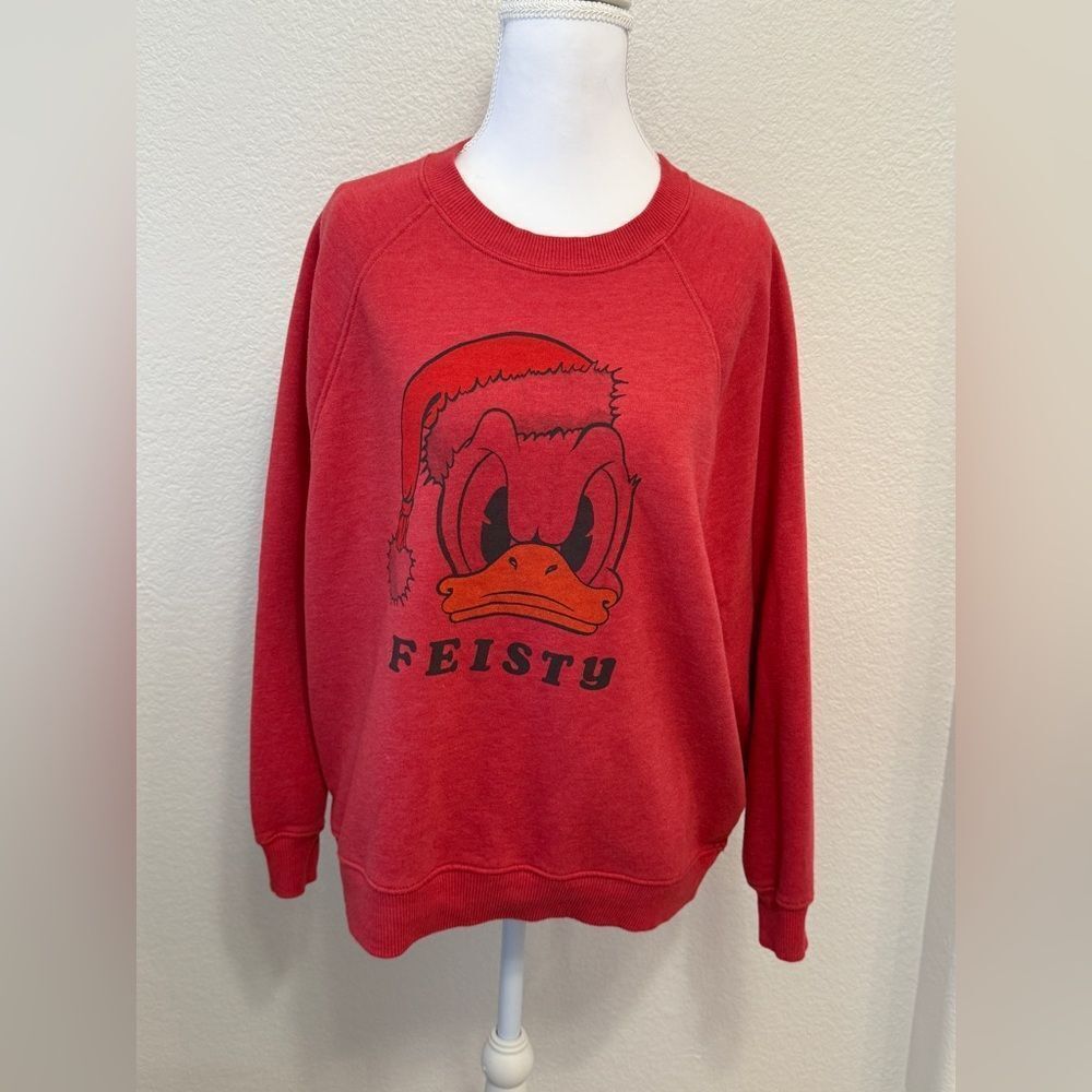 Disney x American Eagle‎ Donald Duck Feisty Christmas Sweatshirt Red Small